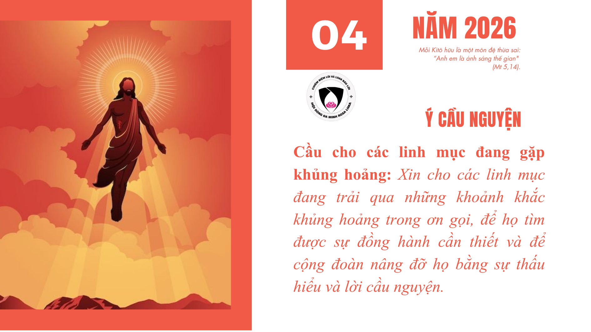 Lịch phụng vụ tháng 4/2026